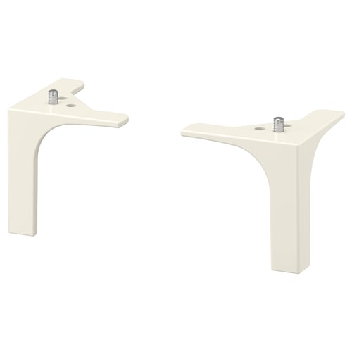 Two off-white NANNARP tv stand legs, made of aluminium with a powder-coat finish, in a modern, minimalist design.