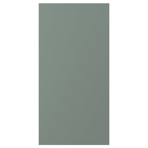 A NICKEBO cabinet front in grey-green. Its rectangular, smooth, and made of durable foil with clean, straight lines.