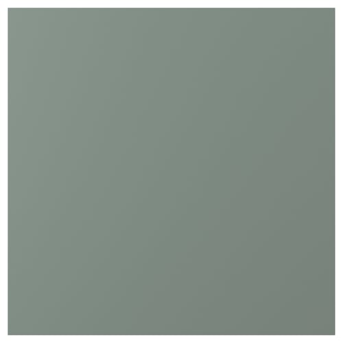 Grey-green square NICKEBO cabinet door, smooth matt finish, modern straight edges.