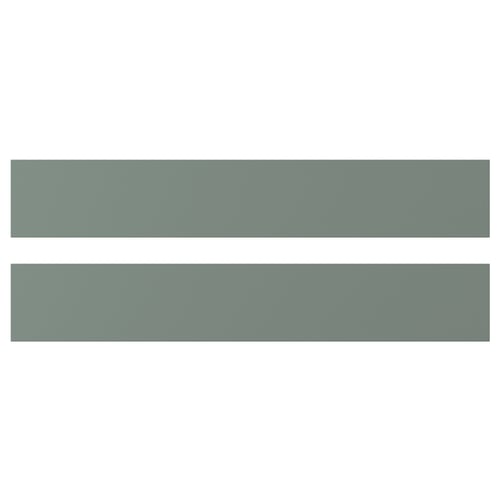 Two NICKEBO drawer fronts in grey-green with a smooth, matt surface and straight lines.