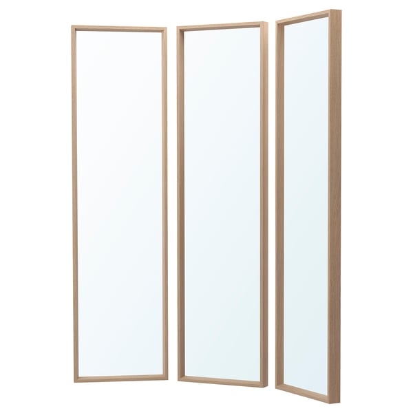 Three NISSEDAL light brown mirrors, tri-fold, safe glass, ideal for outfits.