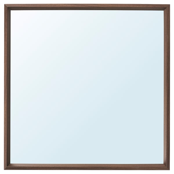 NISSEDAL square mirror, dark brown frame, simple design, ideal for bathroom or hallway.