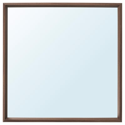 NISSEDAL square mirror, dark brown frame, simple design, ideal for bathroom or hallway.