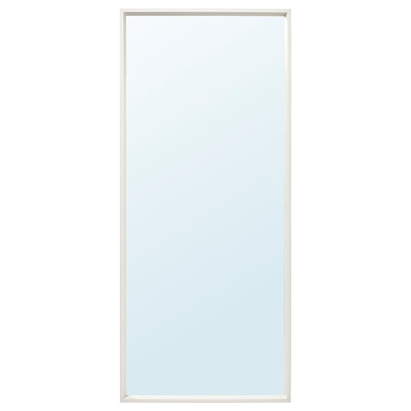 A NISSEDAL mirror with a light-colored frame. Its rectangular, versatile for various rooms, and designed for bathroom use.