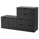 NORDLI black chest drawers set, modern minimalist design with multiple drawers.