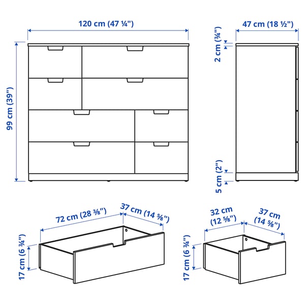 Illustration with measurements for the product: NORDLI.