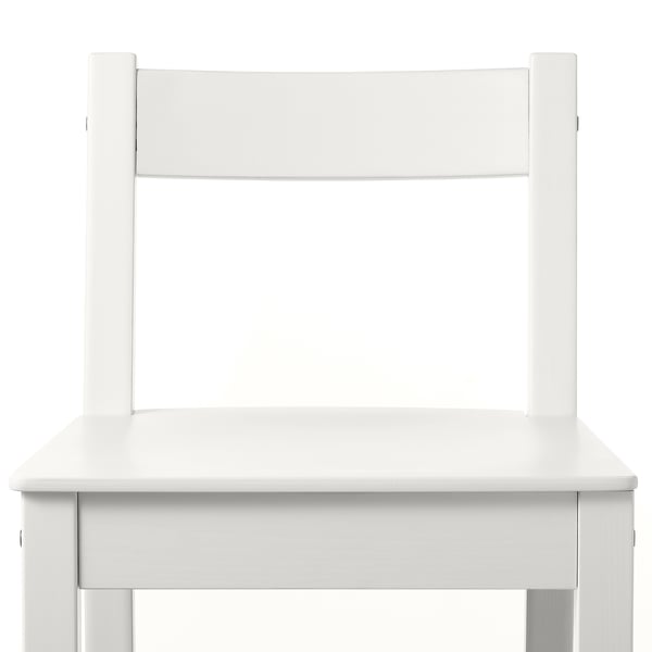 Comfortable NORDVIKEN bar stool with curved backrest and deep seat in white.