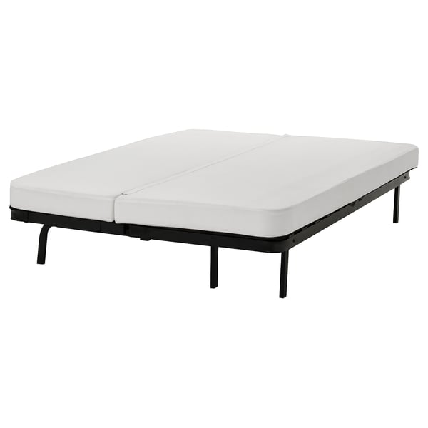 NYHAMN sofa-bed mattress: white, minimalist, recycled polyester, pocket springs, sturdy frame.