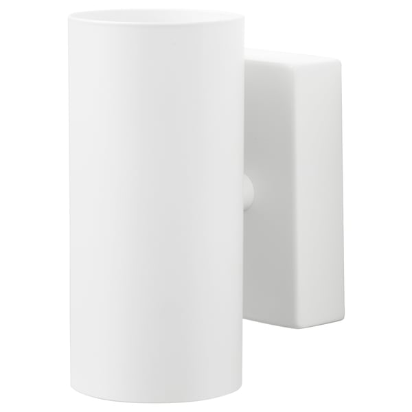 NYMÅNE lamp, white, cylindrical shade, steel base, minimalist design.