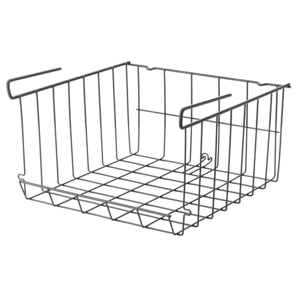 OBSERVATÖR wire basket, grey, square, with handles, hanging storage.