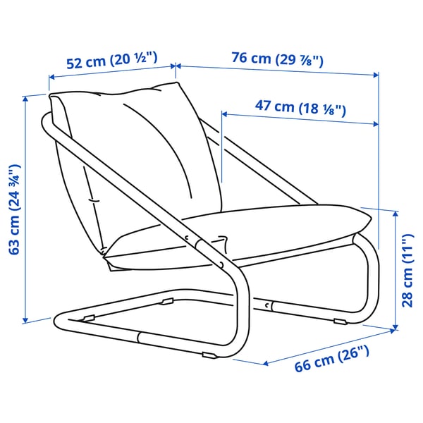 Illustration with measurements for the product: ÖNNESTAD.