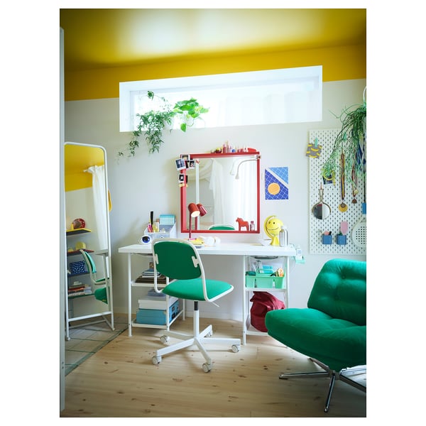 ÖRFJÄLL Swivel chair, white/Vissle green