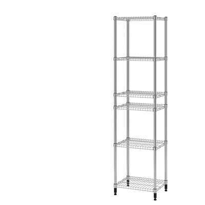 OMAR silver metal shelving unit, five-tier, adjustable for any room, sturdy and stylish.