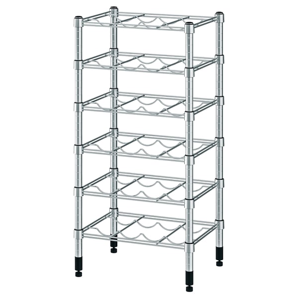 OMAR: silver wire shelving unit, adjustable feet, 6 tiers.