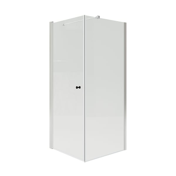 OPPEJEN clear glass shower with aluminum frame, minimalist design.