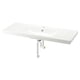 White orrsjon ceramic sink, sleek rectangular shape, clean modern design.