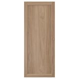 An OXBERG wood-finished cabinet door. It has a square shape with minimalist design, ideal for fitting into billy bookcases.