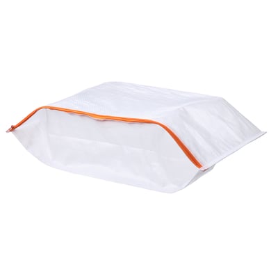 PÄRKLA shoe bag, white with orange trim, flat design, large capacity, zip closure.