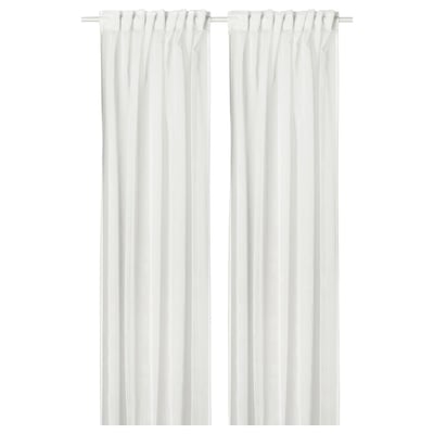 PALPLJUNGMAL white sheer curtains, recycled polyester, minimalist embossed pattern, hanging straight, with heading tape.