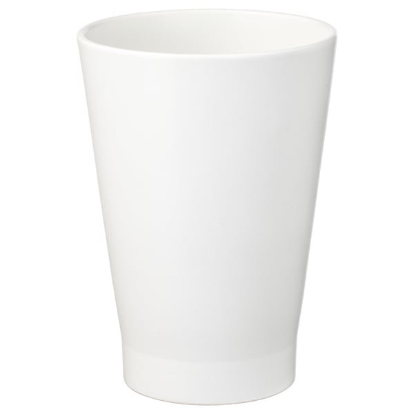 A white, tall, cylindrical ceramic planter with a smooth finish, ideal for orchids.