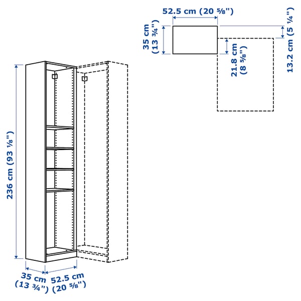 Illustration with measurements for the product: PAX.