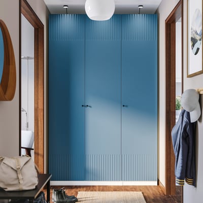 PAX wardrobe in blue with mirrors & accessories