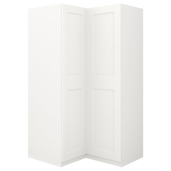 White PAX corner wardrobe, sleek & modern, efficient & minimalist.
