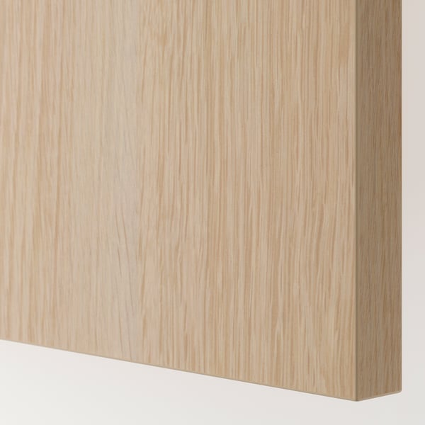 Close-up of light-colored wooden panel, smooth texture.