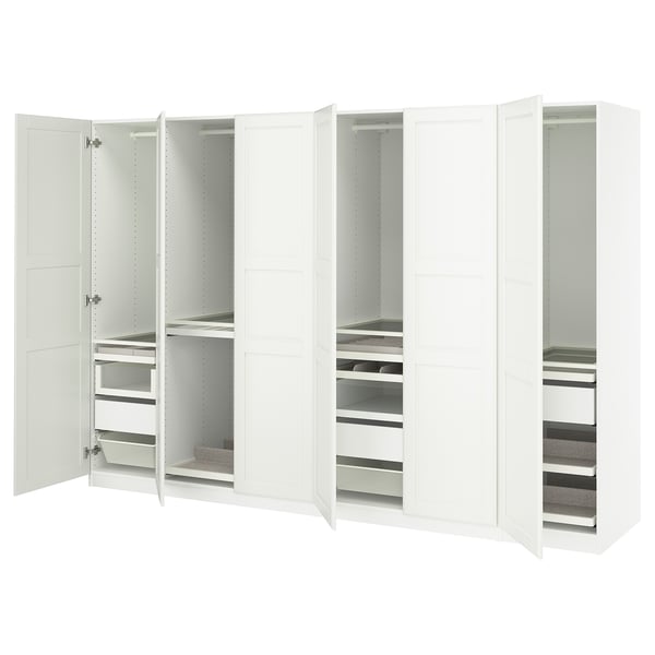 PAX / TYSSEDAL Wardrobe combination, white/white, 300x60x201 cm