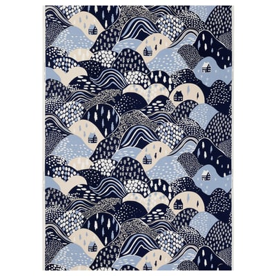 PENDELKAKTUS fabric: mountain pattern in blue, beige, black on cotton. Pre-cut, versatile design for crafts and sewing.