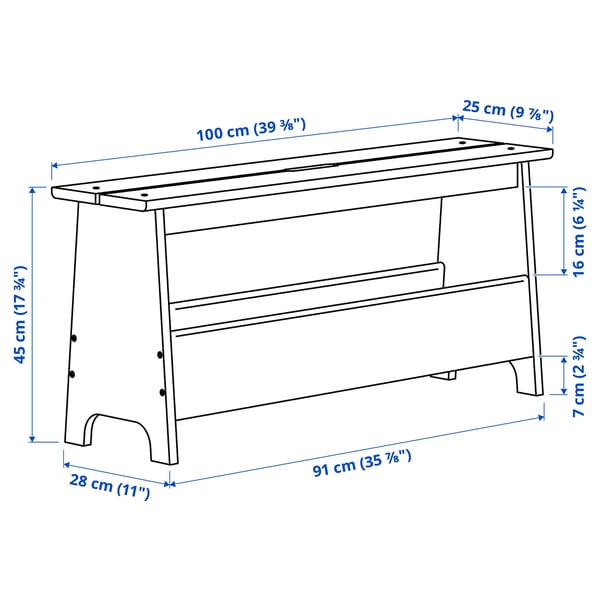Illustration with measurements for the product: PERJOHAN.