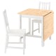 PINNTORP Table and 2 chairs, light brown stained white stained/white stained pine, 67/124 cm