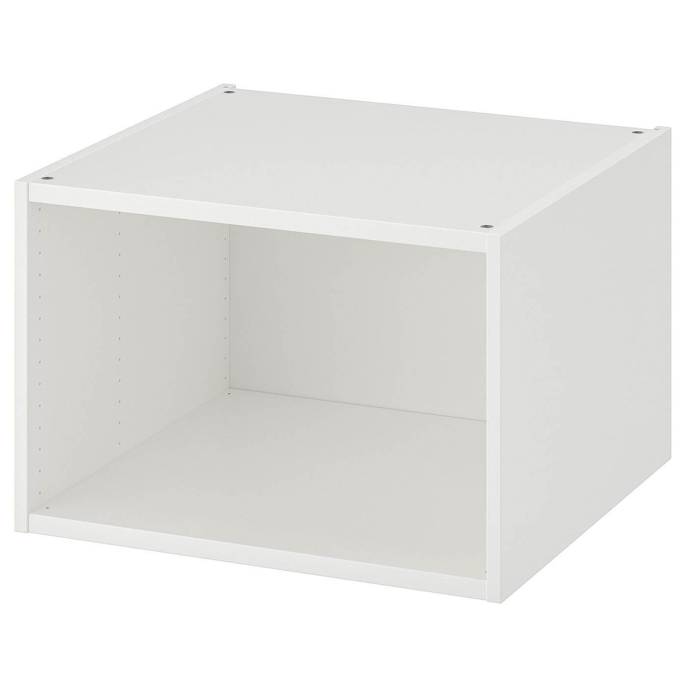 PLATSA: white cube shelf, minimalist design, assembled from panels.