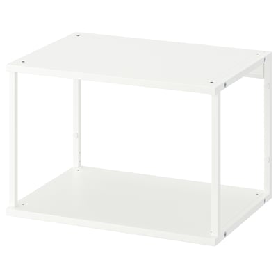 A white PLATSA shelving unit, rectangular with open design, ideal for small spaces.