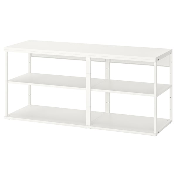 PLATSA, white, modular shelf unit, metal & particleboard, rectangular, minimalist design.