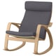 POÄNG rocking chair, light oak & dark blue, curved design, plush cushions, 10-year guarantee.