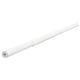 A racka white metal curtain rod, adjustable, cylindrical, with smooth finish.