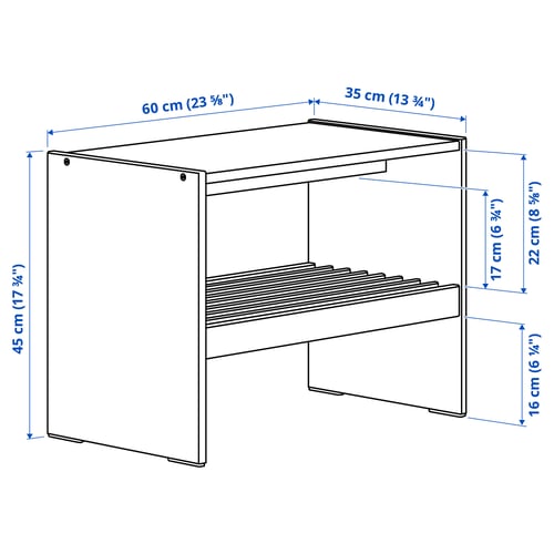 Illustration with measurements for the product: RAGGBERG.