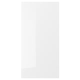 White high-gloss RINGHULT kitchen cabinet. Modern, rectangular shape, durable, and easy-to-clean.