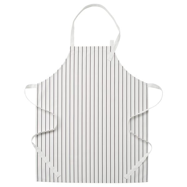 RINNIG white apron, black stripes, water-resistant, adjustable.