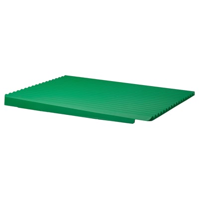 A green RINNIG dish drainer with a rectangular shape and ridged design made of polypropylene plastic.