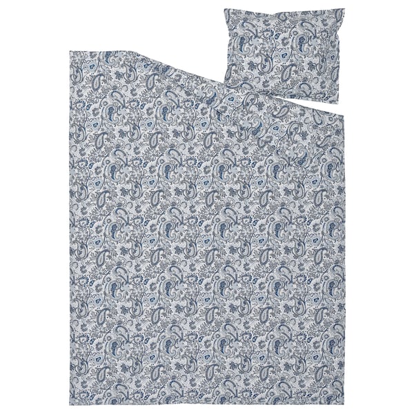 RODGERSIA Duvet cover and pillowcase, blue/white, 150x200/50x60 cm