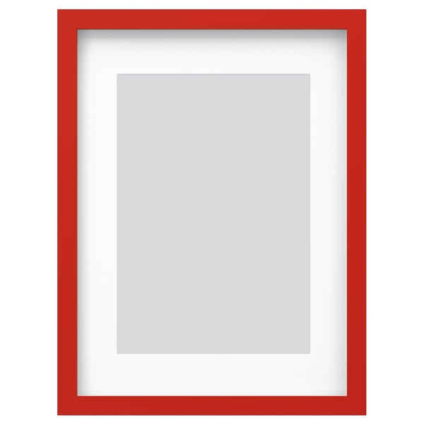 Red rectangular picture frame with white inner border, modern design. Perfect for photos or art, versatile display.