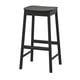 Black RÖNNINGE stool with metal legs and curved wooden seat.