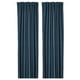 Dark blue curtains, simple design, rod pocket heading, room darkening.