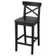 Black wooden bar stool. Square seat, x back design. Sturdy and stylish.