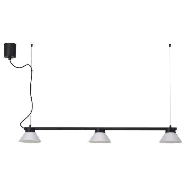 SAMBORD black pendant lamp with 3 white cones, modern design for table.
