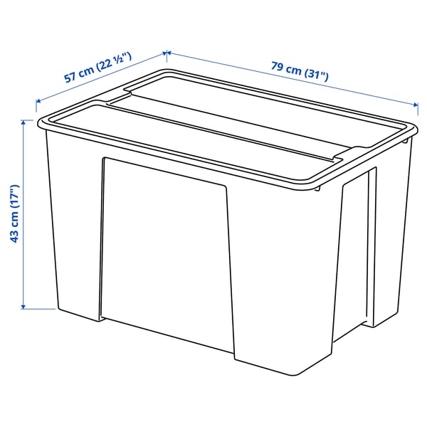 Illustration with measurements for the product: SAMLA.