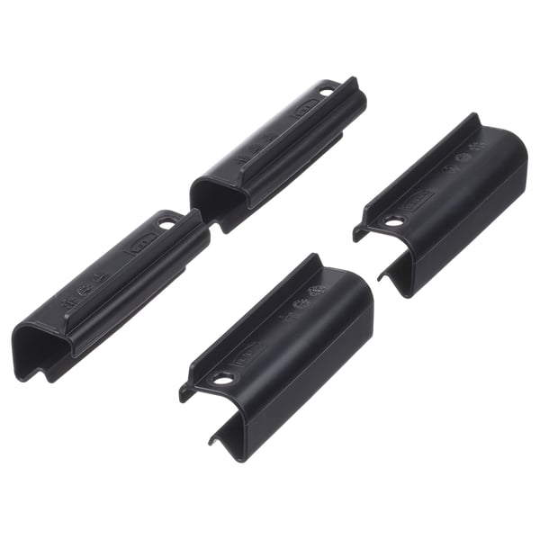 Three black plastic SAMLA clip locks, rectangular, designed for secure lid attachment on 45 and 65-liter boxes.