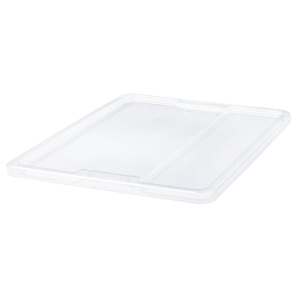 A clear, rectangular SAMLA lid made of polypropylene plastic. It has a click lock for secure placement.
